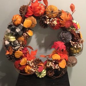 Fall door wreath 18”x 18”